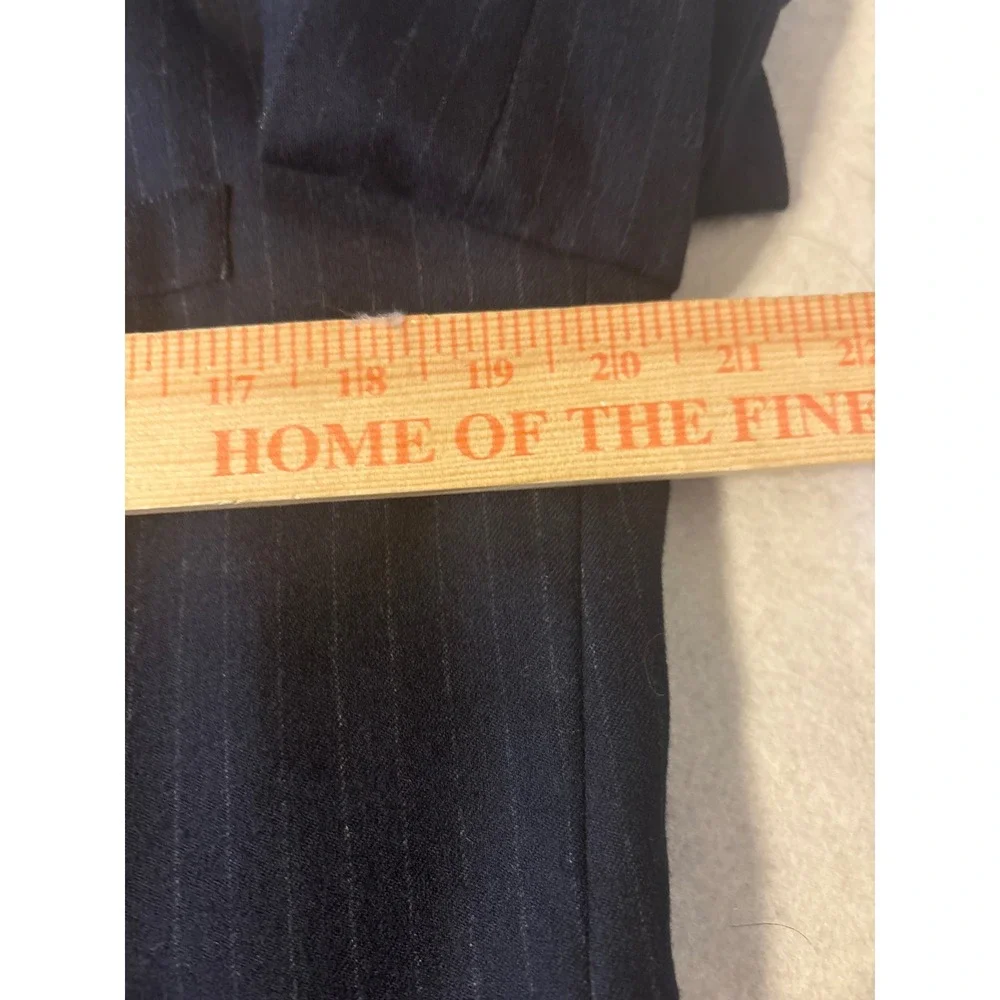 The Rhodes Pinstripe Suit Mens Navy Blue Double Breasted‎ Peak Lapel Sz 38.5R
